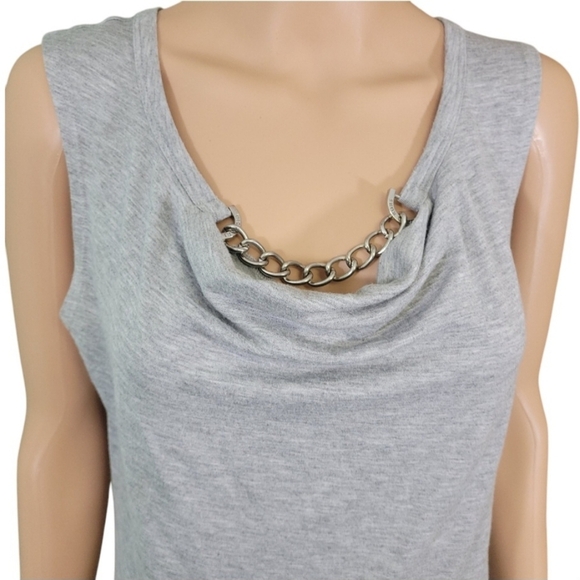 MICHAEL MICHAEL KORS Womens Silver Chain Cowl Neck Tank Top Size M - Picture 3 of 14